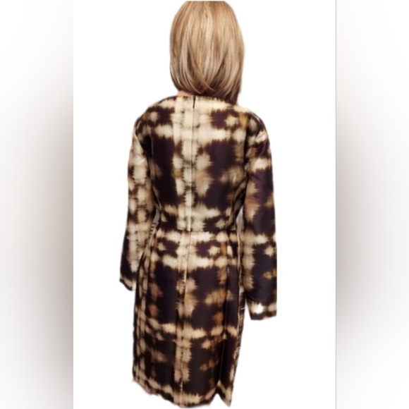 *$4,300 OSCAR DE LA RENTA GOLDEN BROWN SILK WOOL EXC BEAD EMBROI RUNWAY DRESS 10 - Picture 6 of 16